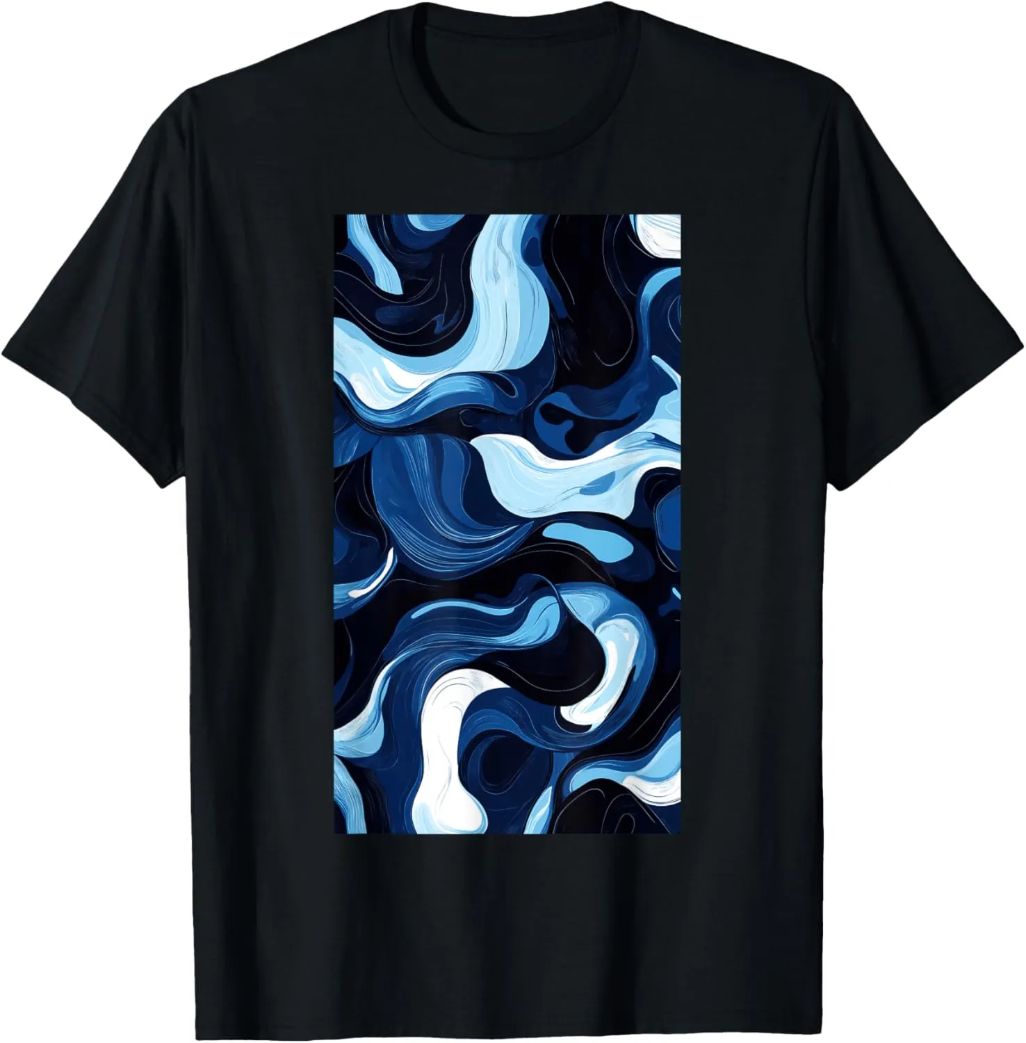 Abstract Abstract art Fluid Blue waves Modern T-Shirt