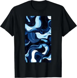 Abstract Abstract art Fluid Blue waves Modern T-Shirt