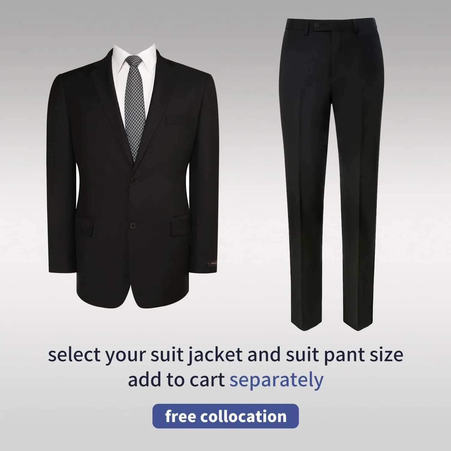 AMY ZHU Men's Classic Fit Suit Separates with Suit Jacket & Custom Dress Pants Size Selection