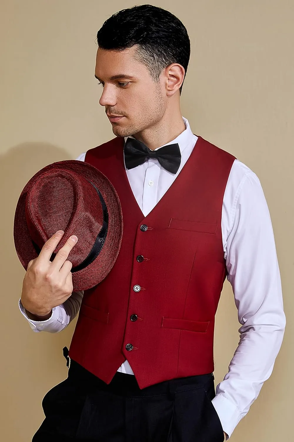 BABEYOND Men's Formal Suit Vest Slim Fit Waistcoat Business Vest for Suit Tuxedo