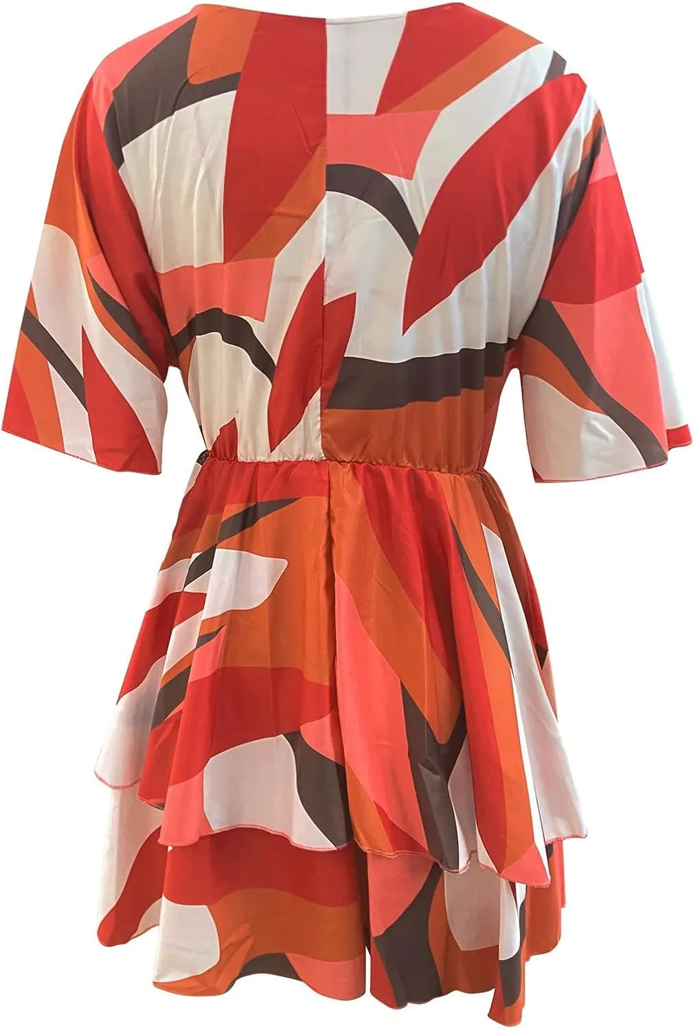 BAXLIMEK Beach Dresses for Women,2025 Elegant Deep V Neck Batwing Sleeve Mini Dress Flowy Ruched Tiered Print Vacation Dress