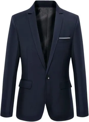 Beninos Mens Blazer Jacket Slim Fit Casual One Button Sport Coats