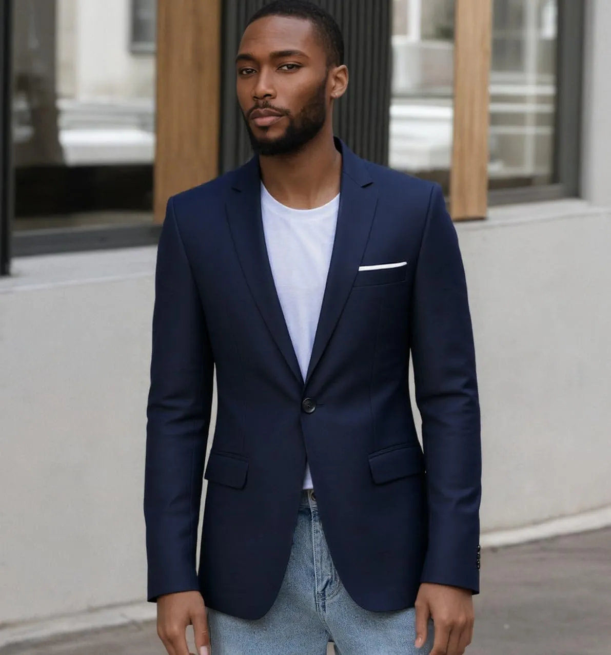Beninos Mens Blazer Jacket Slim Fit Casual One Button Sport Coats