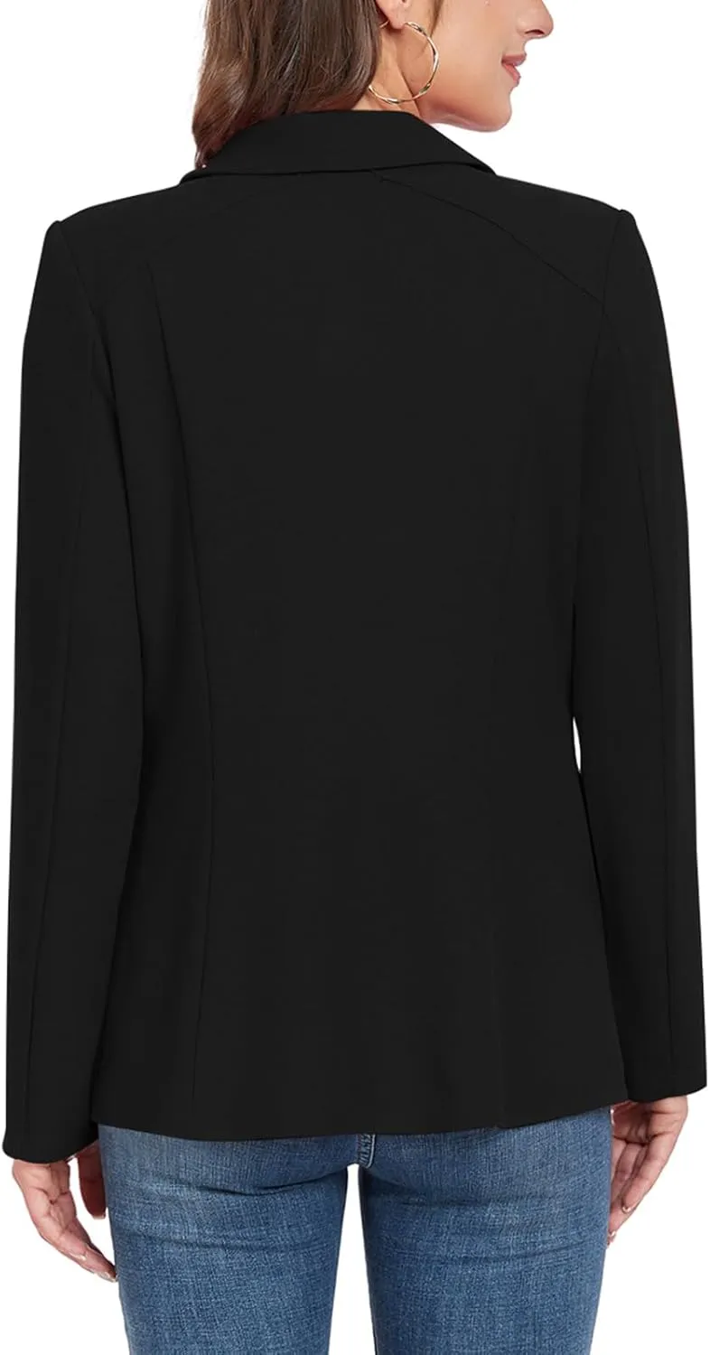 Blazer Jackets for Women Casual Open Front Lapel Work Office Button Long Sleeve Blazer with Pockets 2025