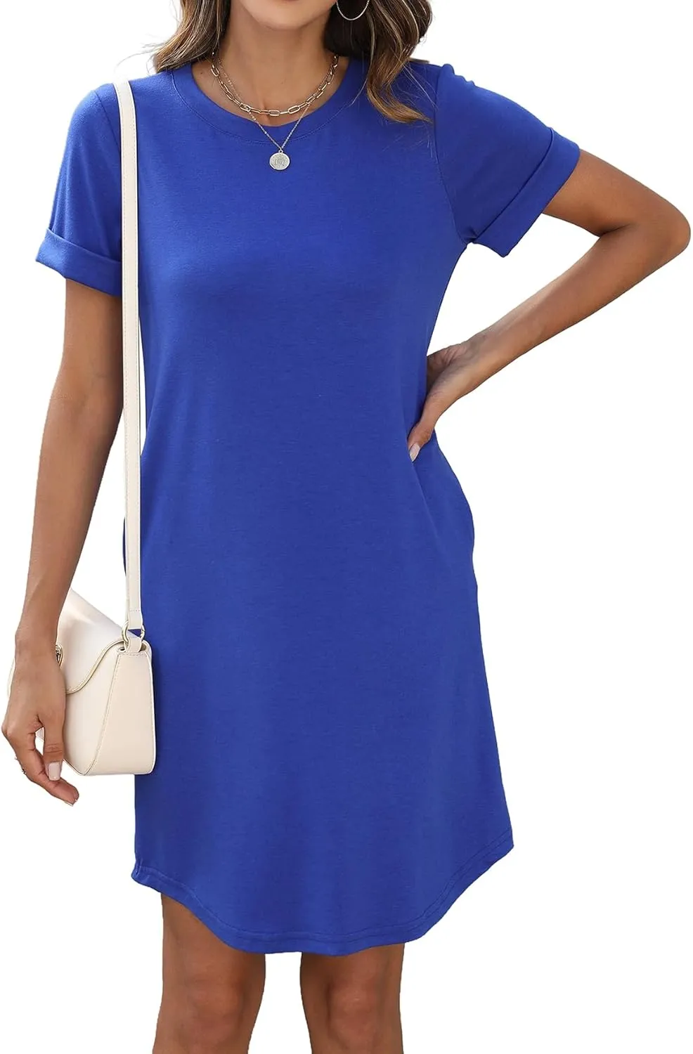 Bluetime Womens T Shirt Dresses Casual 2025 Summer Short Sleeve Loose Vacation Dress with Pockets