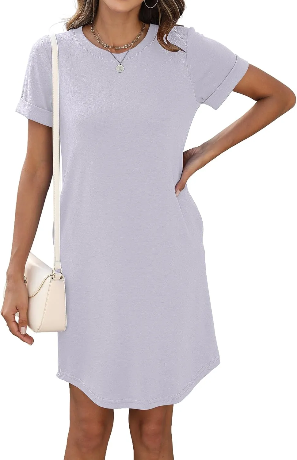 Bluetime Womens T Shirt Dresses Casual 2025 Summer Short Sleeve Loose Vacation Dress with Pockets