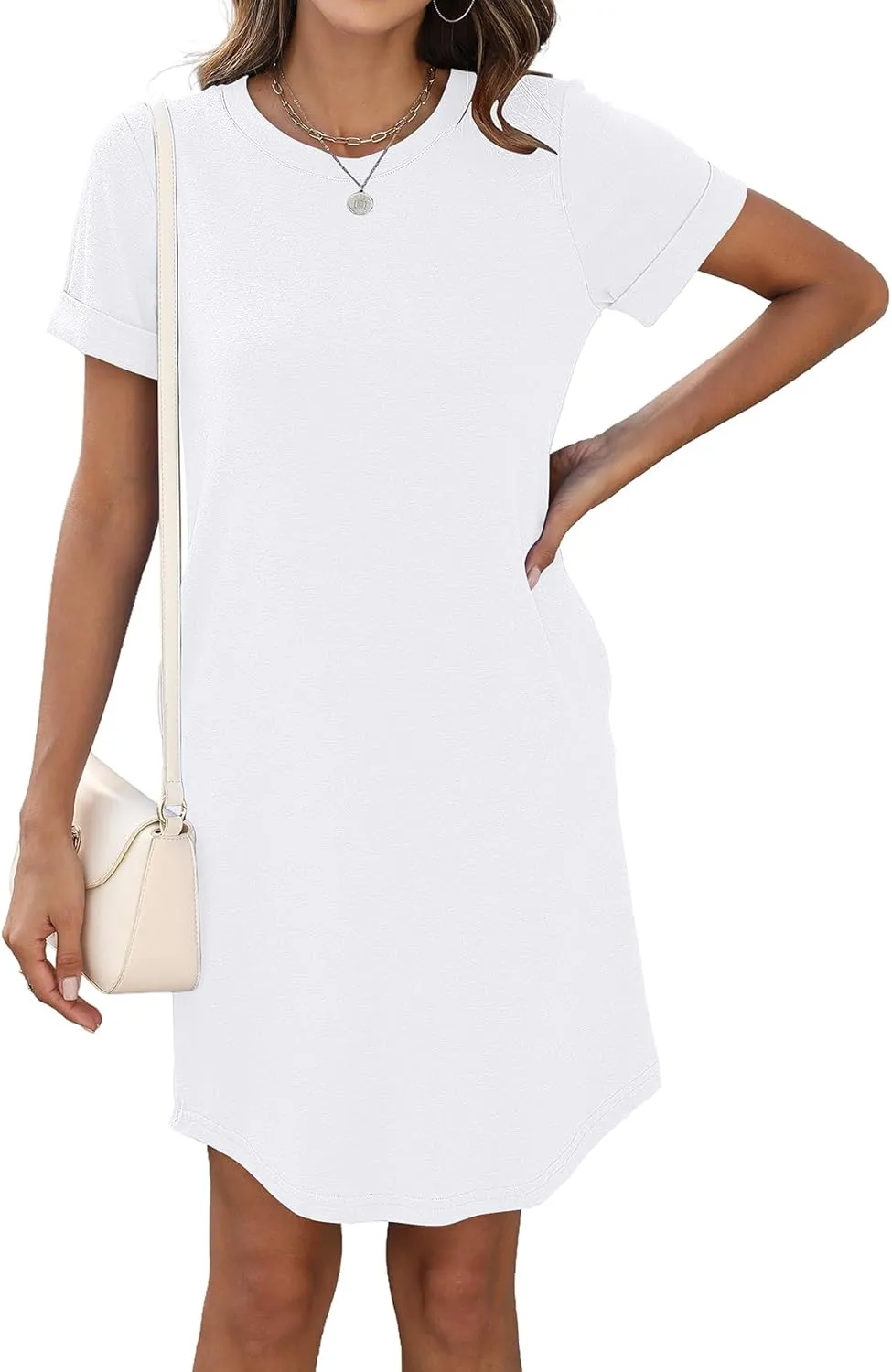 Bluetime Womens T Shirt Dresses Casual 2025 Summer Short Sleeve Loose Vacation Dress with Pockets