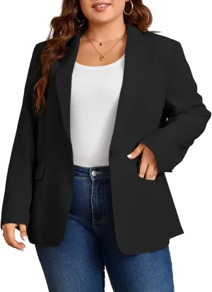 Cicy Bell Womens Plus Size Casual Blazers Lapel Long Sleeve Work Office Suit Jackets Open Front Curvy Blazers