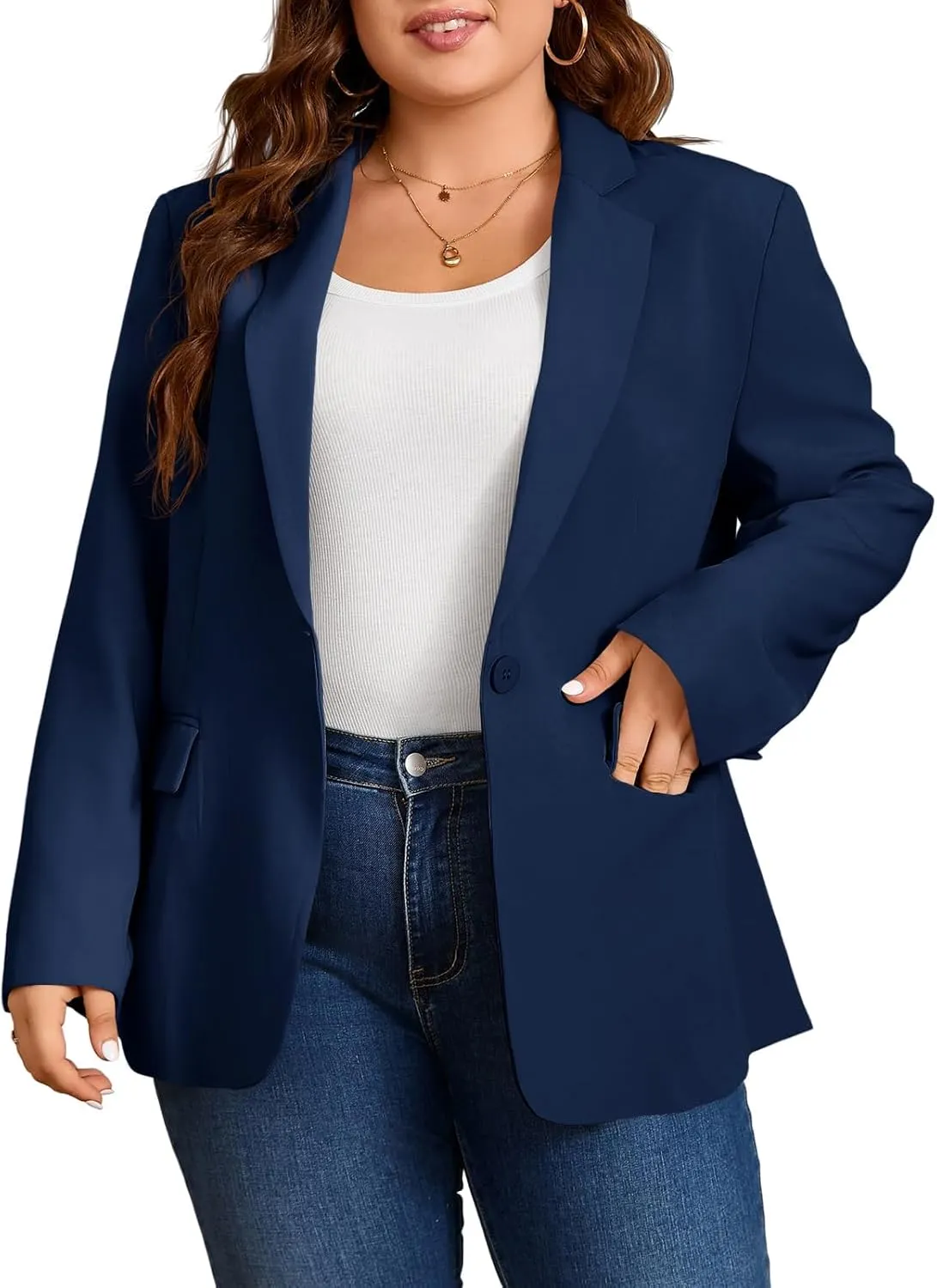 Cicy Bell Womens Plus Size Casual Blazers Lapel Long Sleeve Work Office Suit Jackets Open Front Curvy Blazers