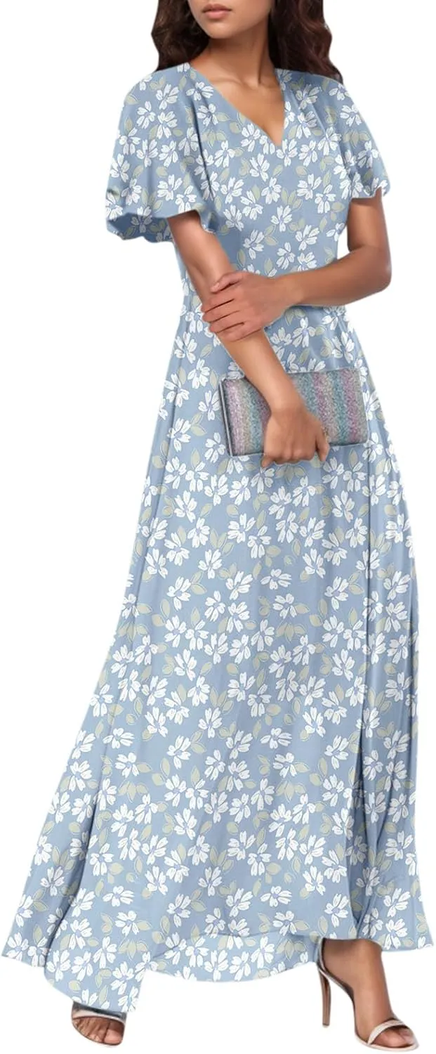 Easter Dress for Women Swing Flowy Ruffle Hem Swing Womens Dresses Chiffon Dress Summer Dresses