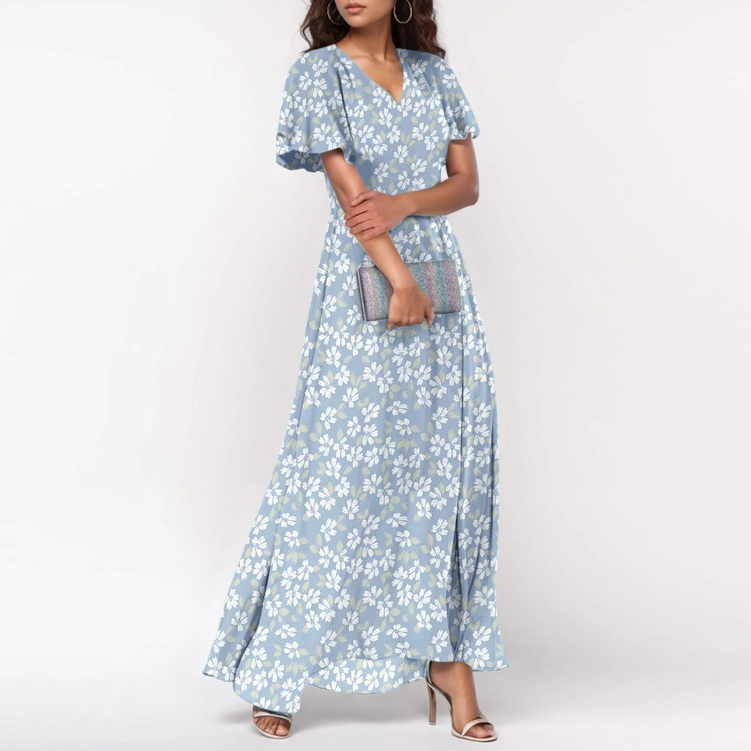 Easter Dress for Women Swing Flowy Ruffle Hem Swing Womens Dresses Chiffon Dress Summer Dresses