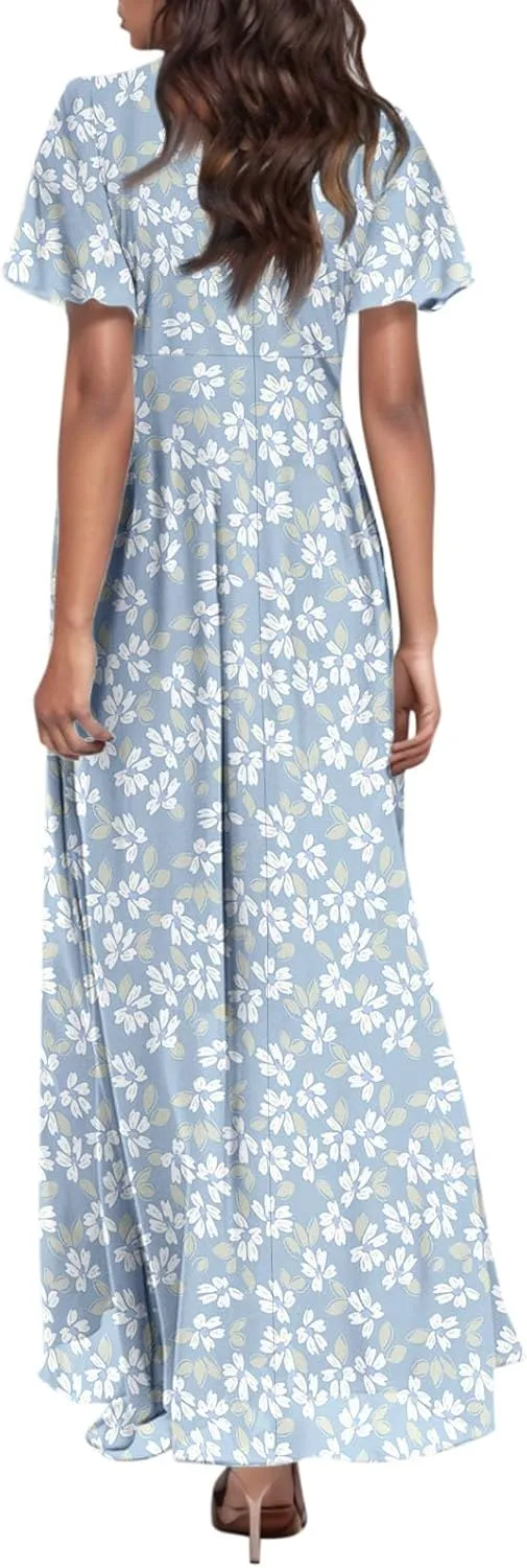 Easter Dress for Women Swing Flowy Ruffle Hem Swing Womens Dresses Chiffon Dress Summer Dresses