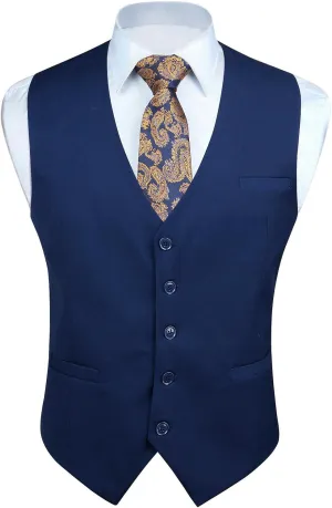 Enlision Men's Suit Vest Business Formal Dress Waistcoat Solid Color Vest for Suit or Tuxedo