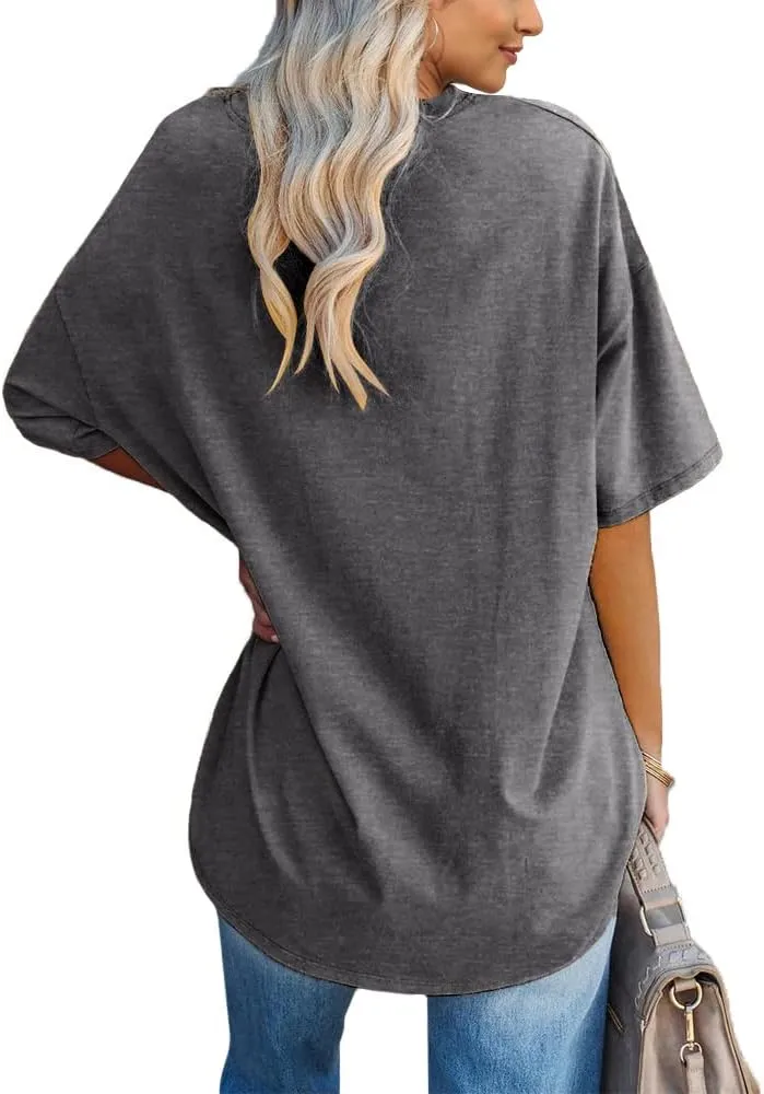 Fazortev Womens Oversized Los Angeles California Graphic T Shirts Half Sleeve Summer Loose Casual Tees Tunic Tops