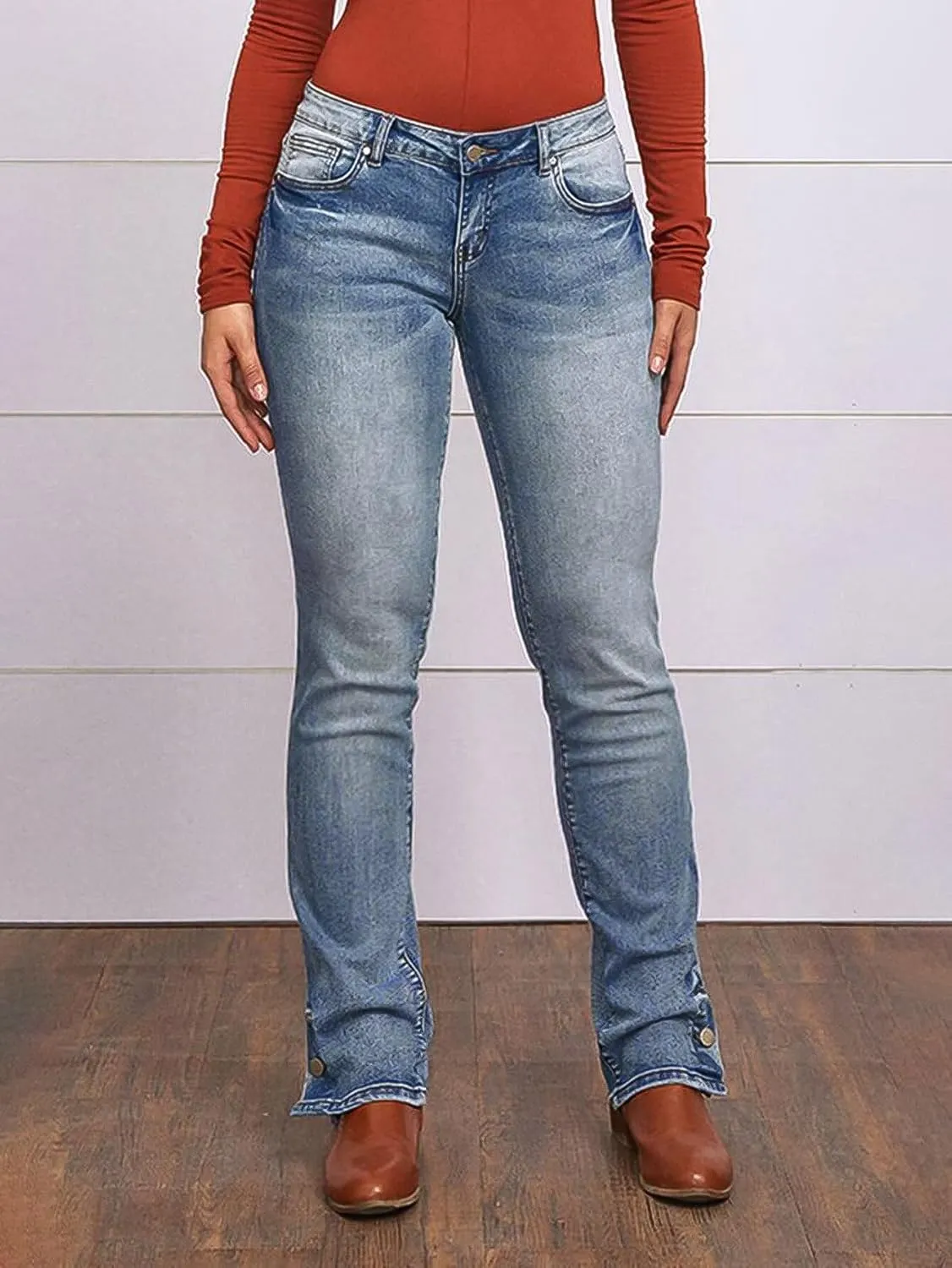 Flamingals Butt Lifting Bootcut Jeans Stretchy Casual Fall Winter Trendy Flare Leg Jeans for Women