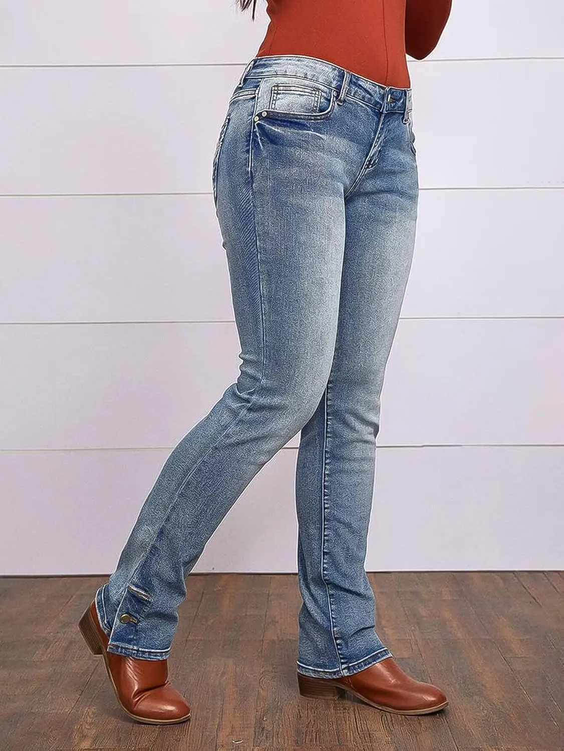 Flamingals Butt Lifting Bootcut Jeans Stretchy Casual Fall Winter Trendy Flare Leg Jeans for Women