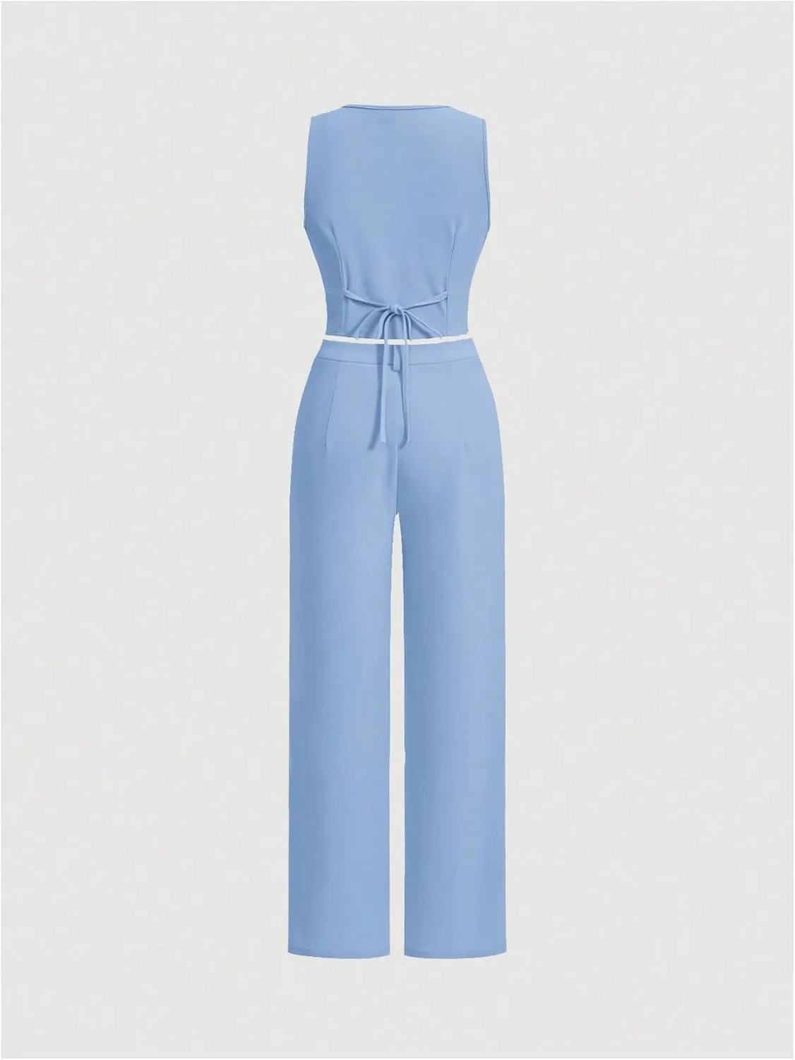 Floerns Women's 2 Piece Outfits Sleeveless Button Front Vest Blazer Jacket & Pants Business Suit Sets