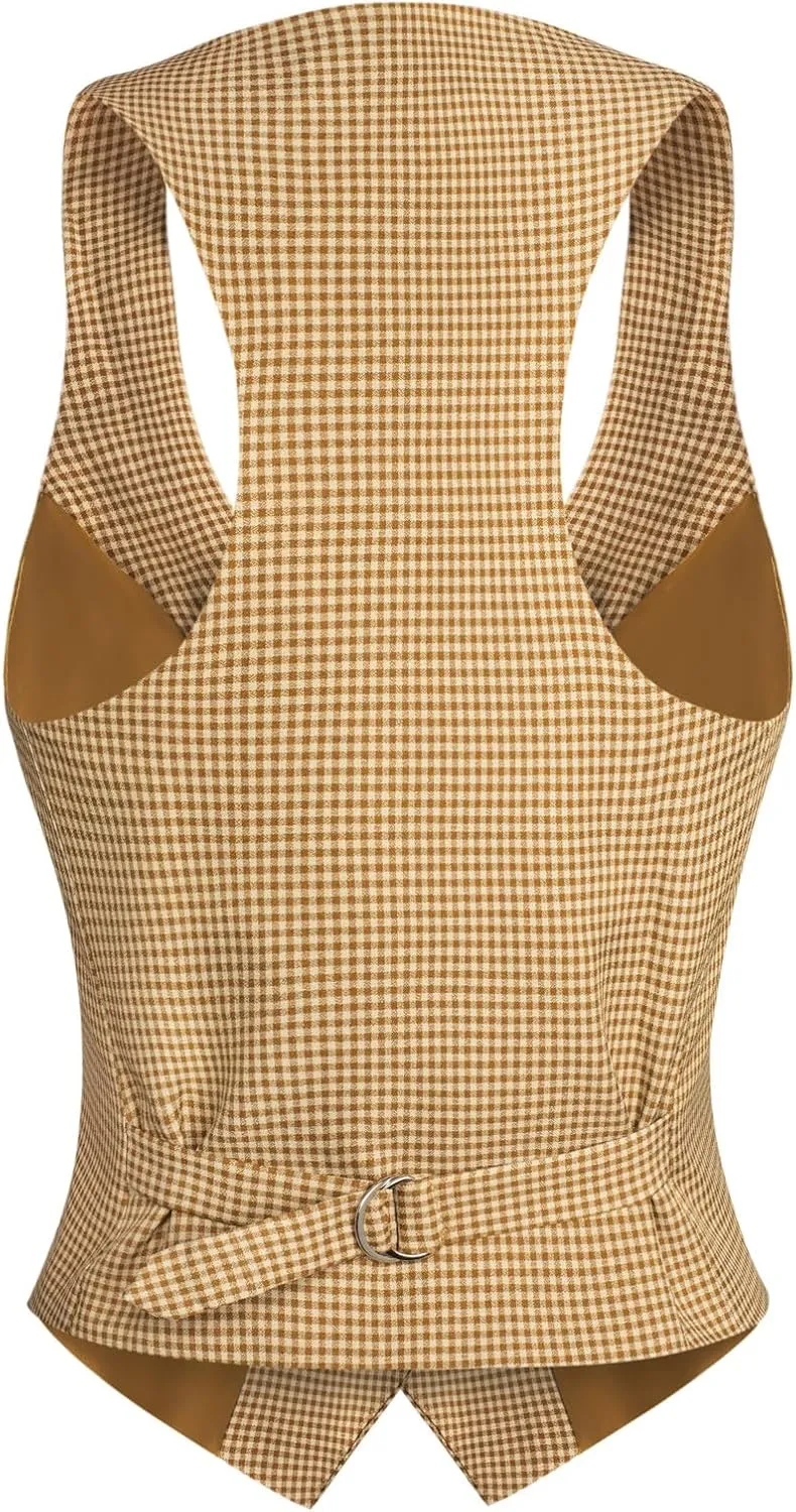 GRACE KARIN Womens Vest Top 2025 Trendy Academia Steampunk Waistcoat Racerback Vest BlazerRuns Small, Suggest Size Up