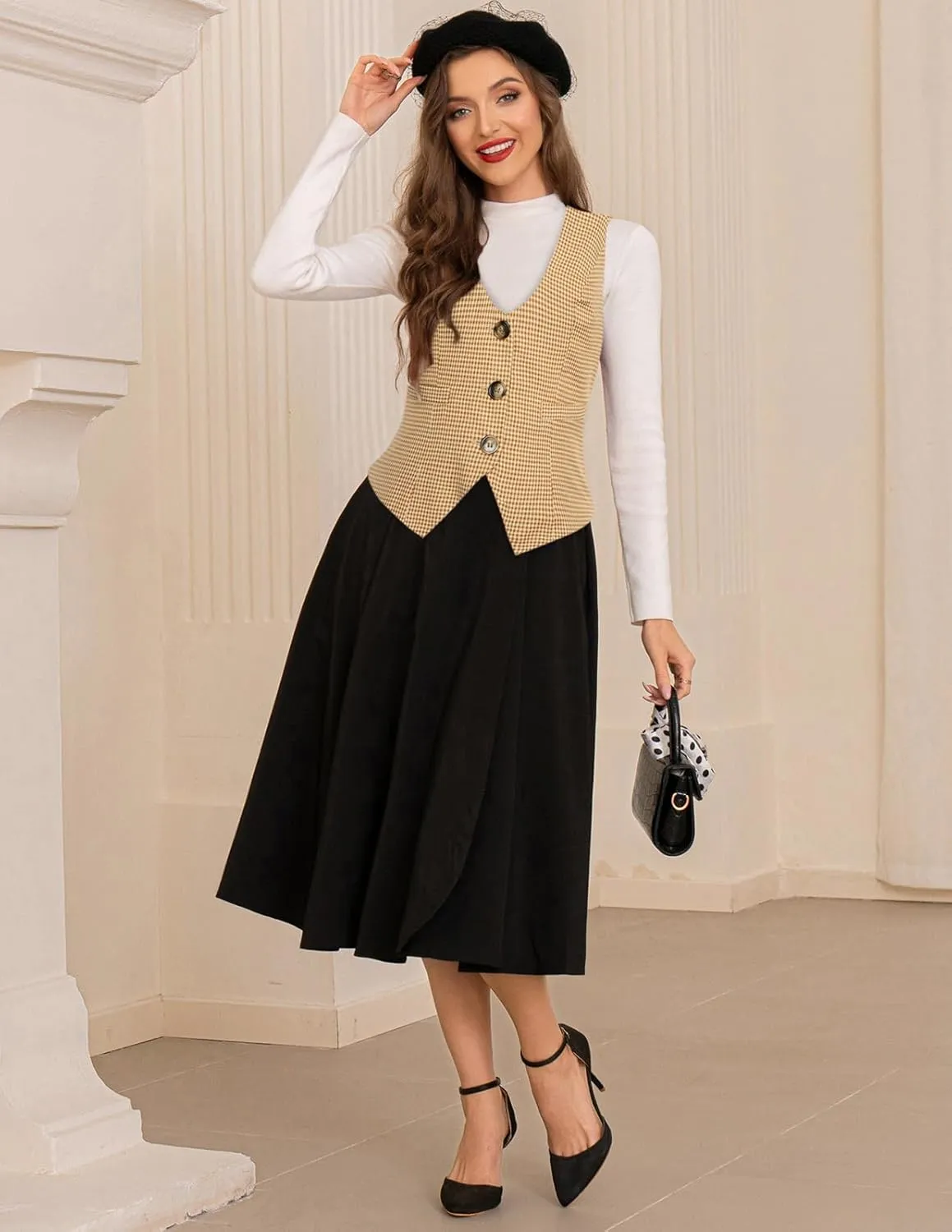 GRACE KARIN Womens Vest Top 2025 Trendy Academia Steampunk Waistcoat Racerback Vest BlazerRuns Small, Suggest Size Up