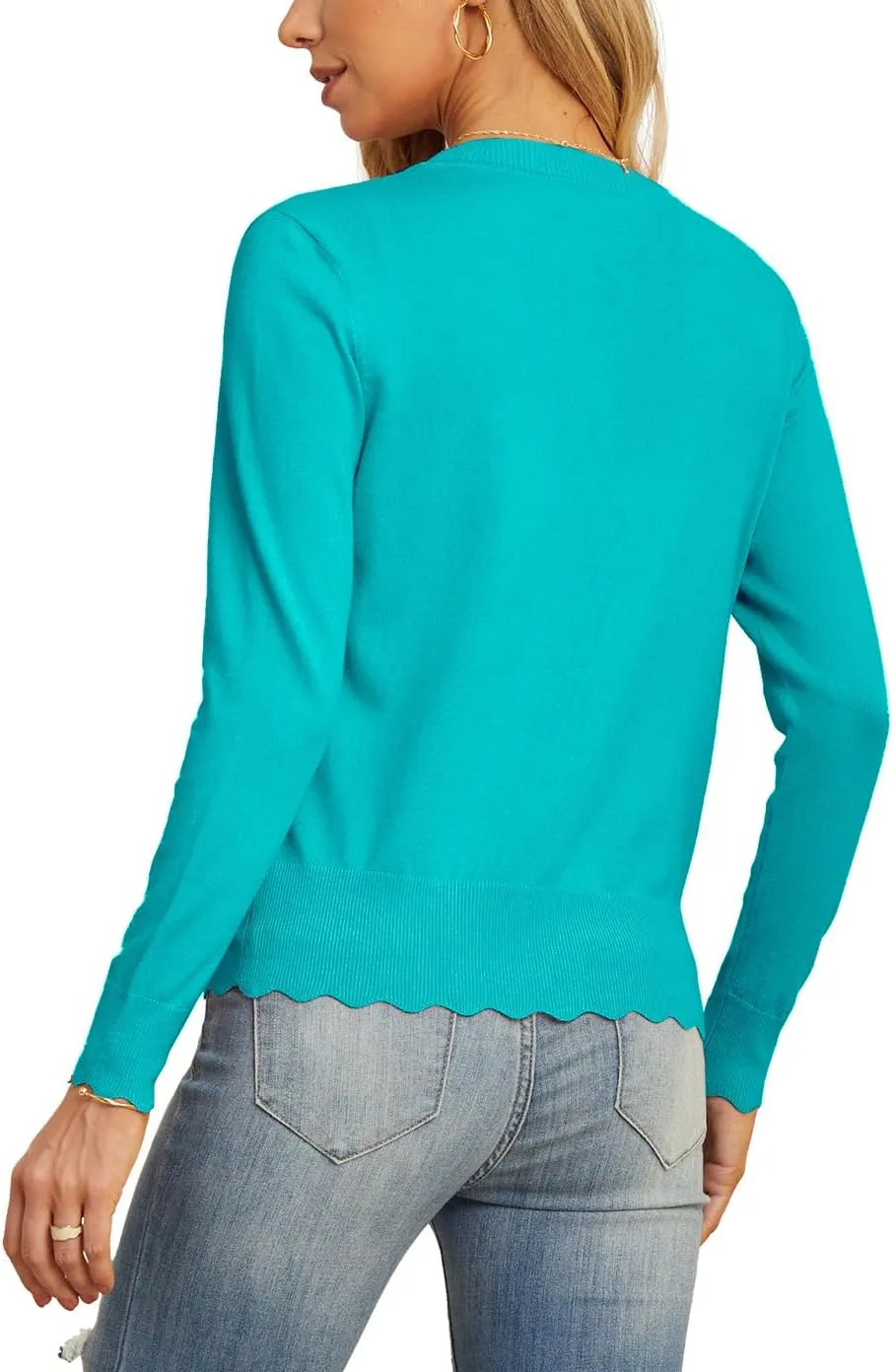 GRECERELLE Women's Long Sleeve V-Neck Button Down Cardigan Knit Shrugs Sweater