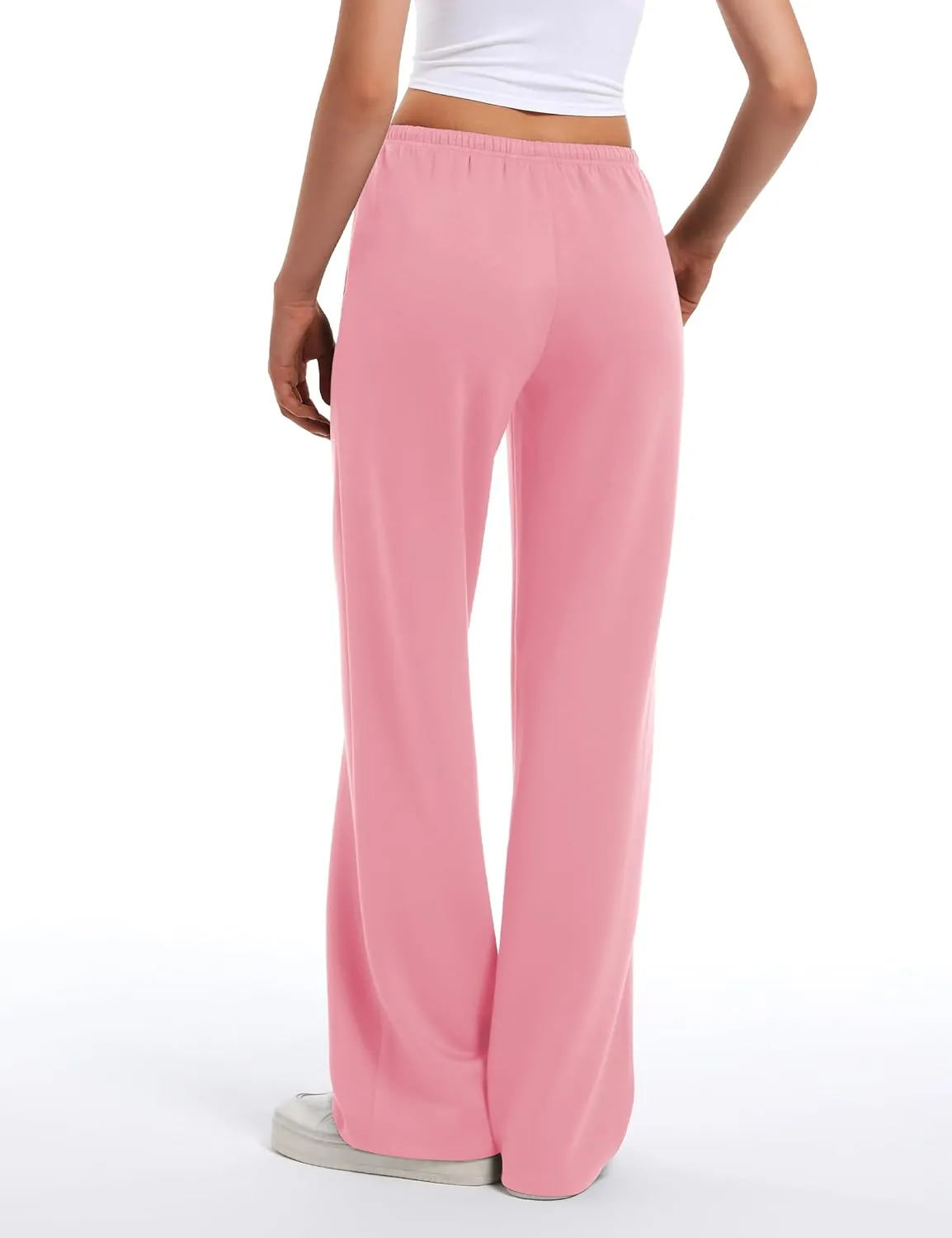 HeSaYep Women's Wide Leg Sweatpants Straight Leg Lowrise Sweat Pants Drawstring Elastic Low Waist Pants with Pockets