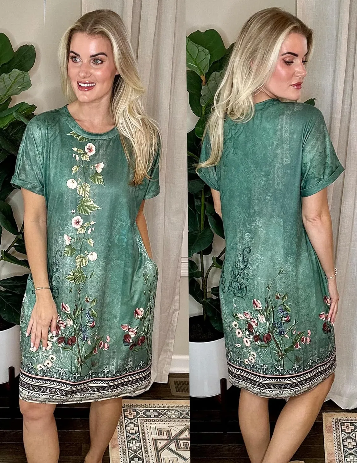 HOTOUCH Womens Super Soft T Shirt Dress Short Sleeve Casual Summer Tunic Dresses Loose Baggy House Dress