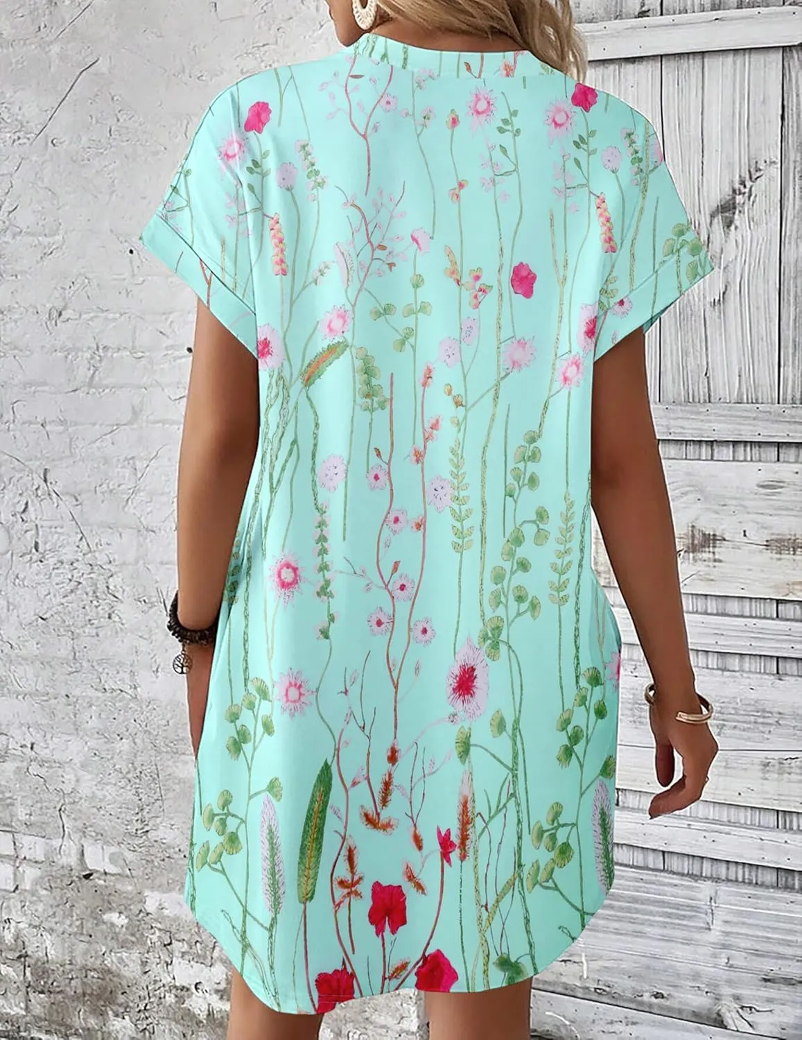 HOTOUCH Womens Super Soft T Shirt Dress Short Sleeve Casual Summer Tunic Dresses Loose Baggy House Dress