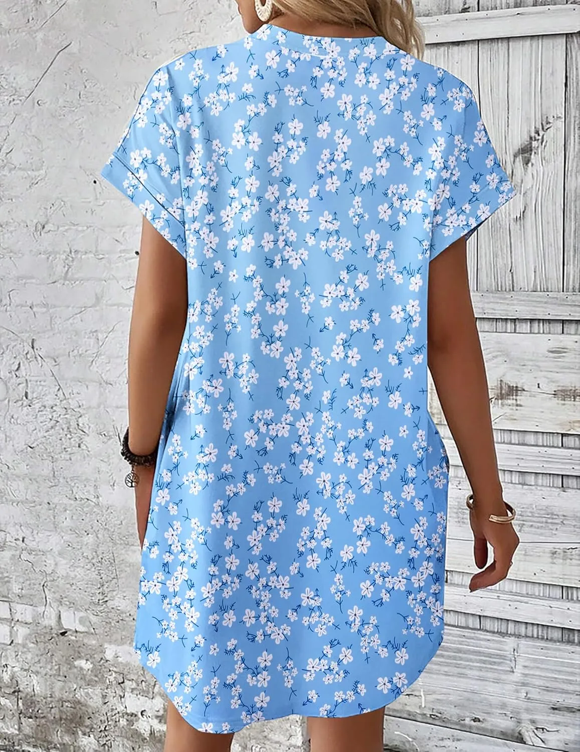 HOTOUCH Womens Super Soft T Shirt Dress Short Sleeve Casual Summer Tunic Dresses Loose Baggy House Dress