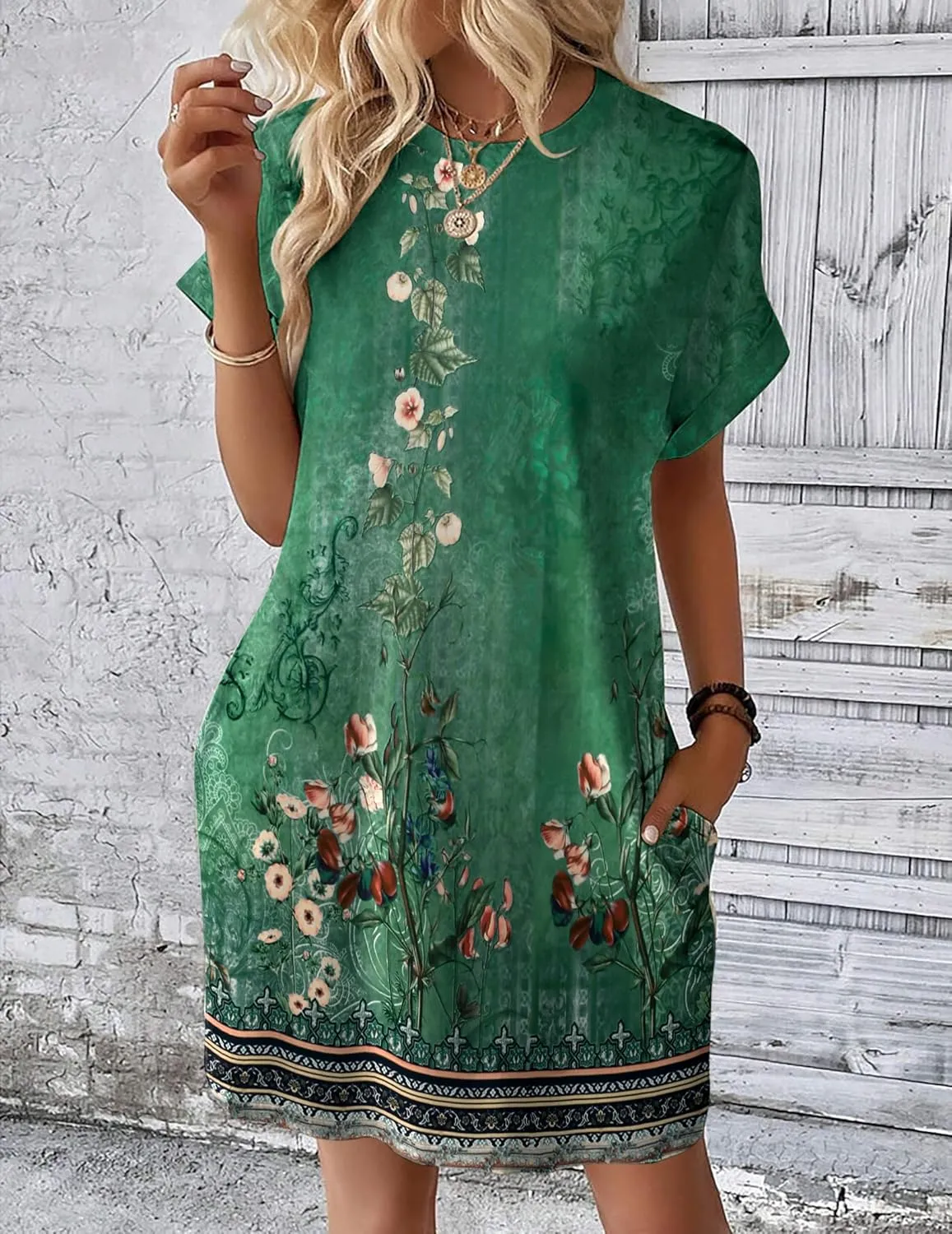 HOTOUCH Womens Super Soft T Shirt Dress Short Sleeve Casual Summer Tunic Dresses Loose Baggy House Dress