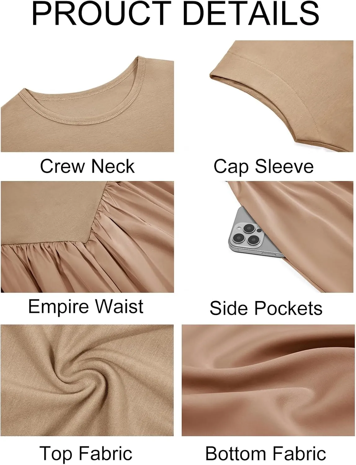 Imily Bela Womens Casual Cap Sleeve Midi Dress Crewneck Swing Flowy Empire Waist Long Dress 2025 Summer Trendy Outfits