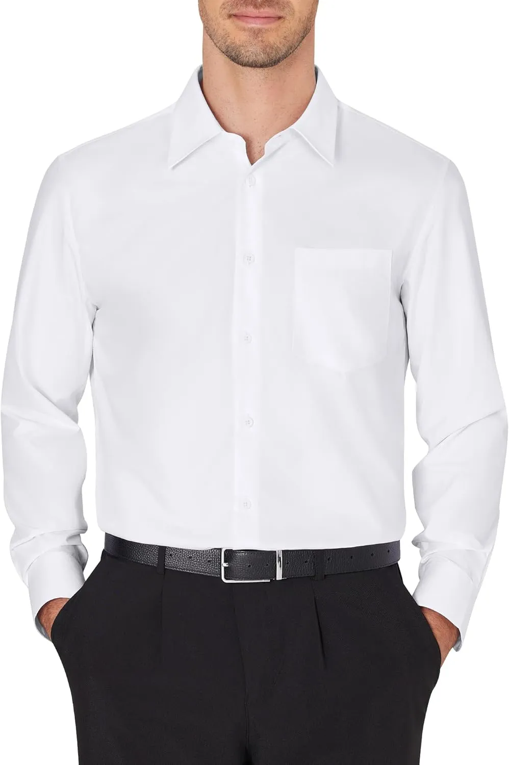 J.VER Men's Dress Shirts Wrinkle Free Long Sleeve Formal Shirt Solid Business Casual Button Down Shirts for Wedding Prom