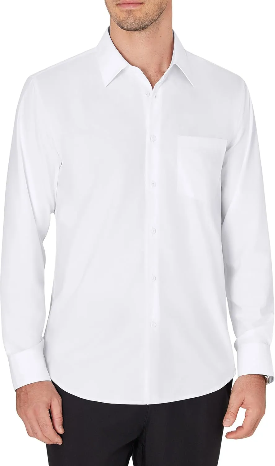 J.VER Men's Dress Shirts Wrinkle Free Long Sleeve Formal Shirt Solid Business Casual Button Down Shirts for Wedding Prom