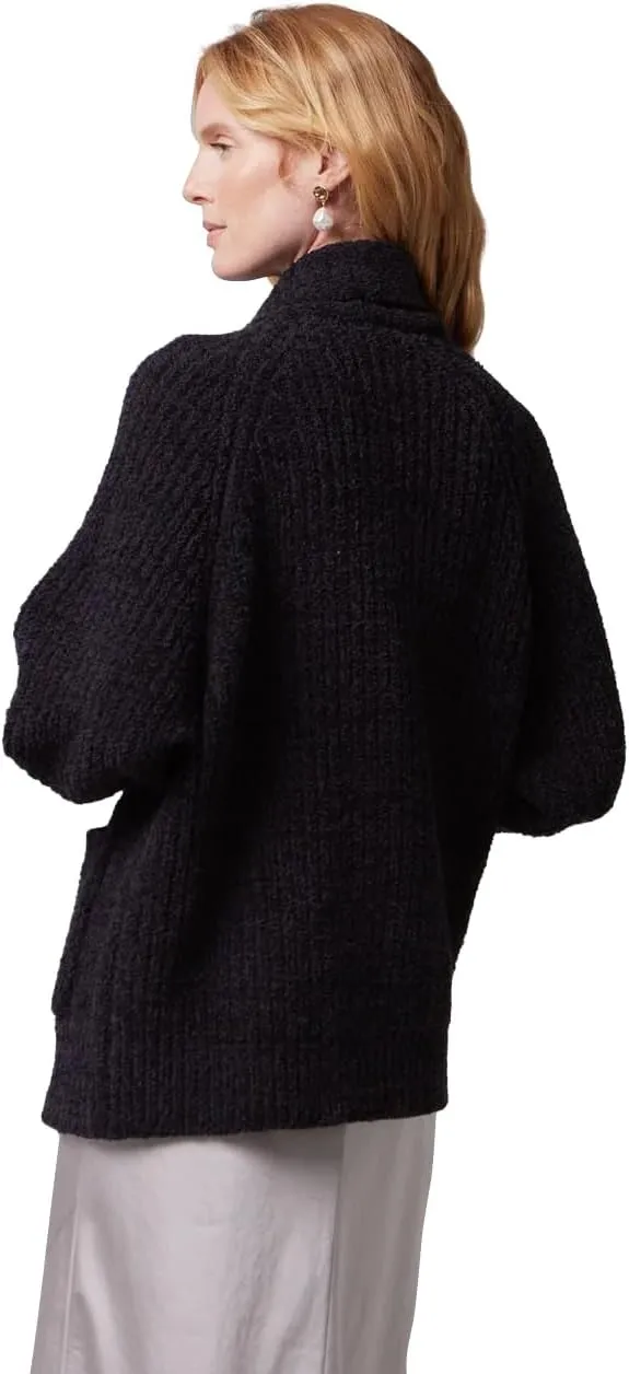 KASHWRE Heathered Easy Cardigan, Rib Knit with Patch Pockets