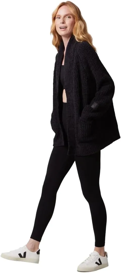 KASHWRE Heathered Easy Cardigan, Rib Knit with Patch Pockets