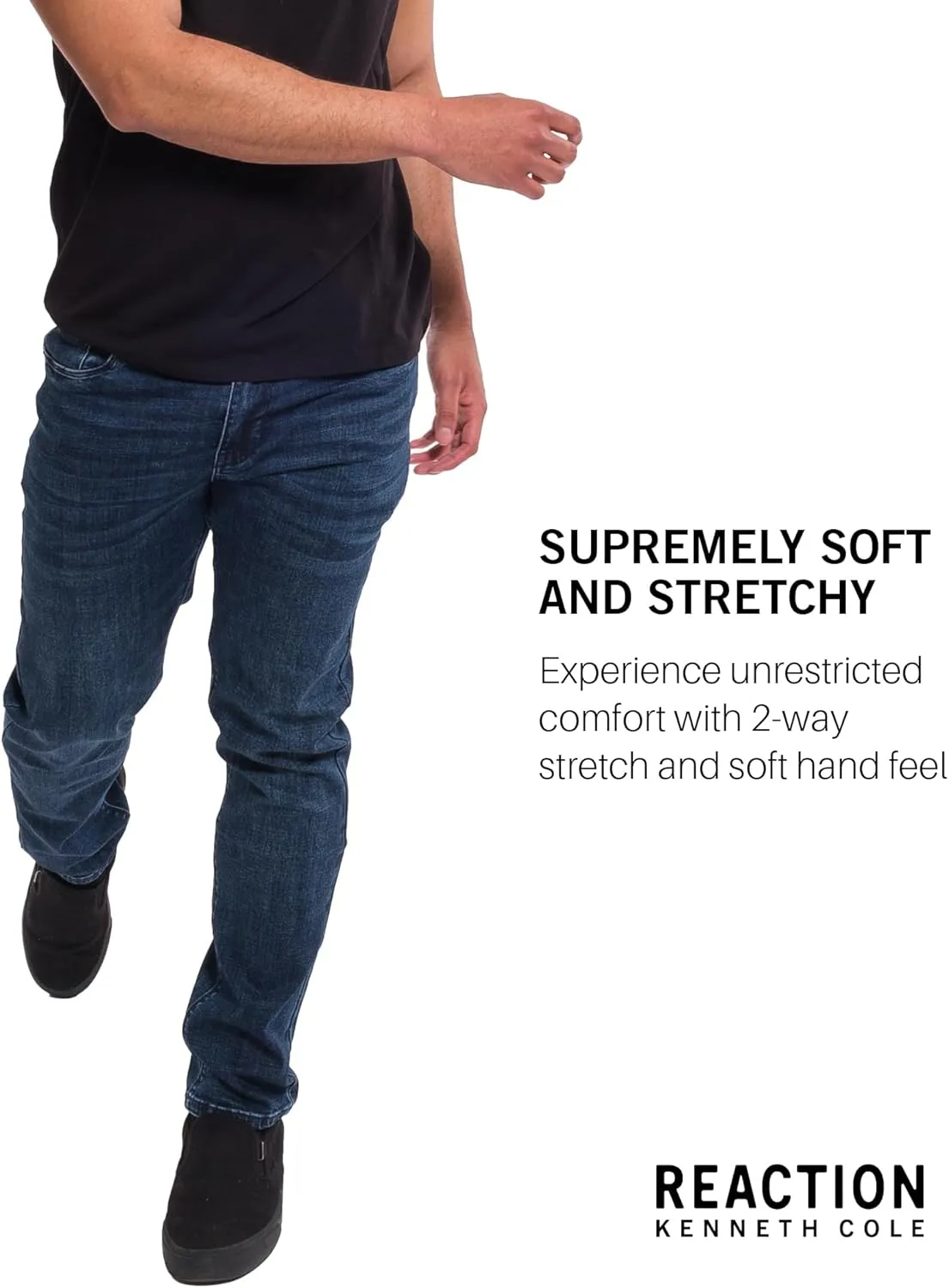 Kenneth Cole REACTION Slim Fit Jeans for Men, 2-Way Stretch Jeans Slim Fit 5-Pocket, Stretch Denim Pants for Men