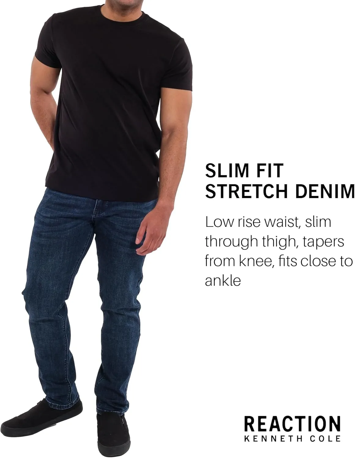 Kenneth Cole REACTION Slim Fit Jeans for Men, 2-Way Stretch Jeans Slim Fit 5-Pocket, Stretch Denim Pants for Men