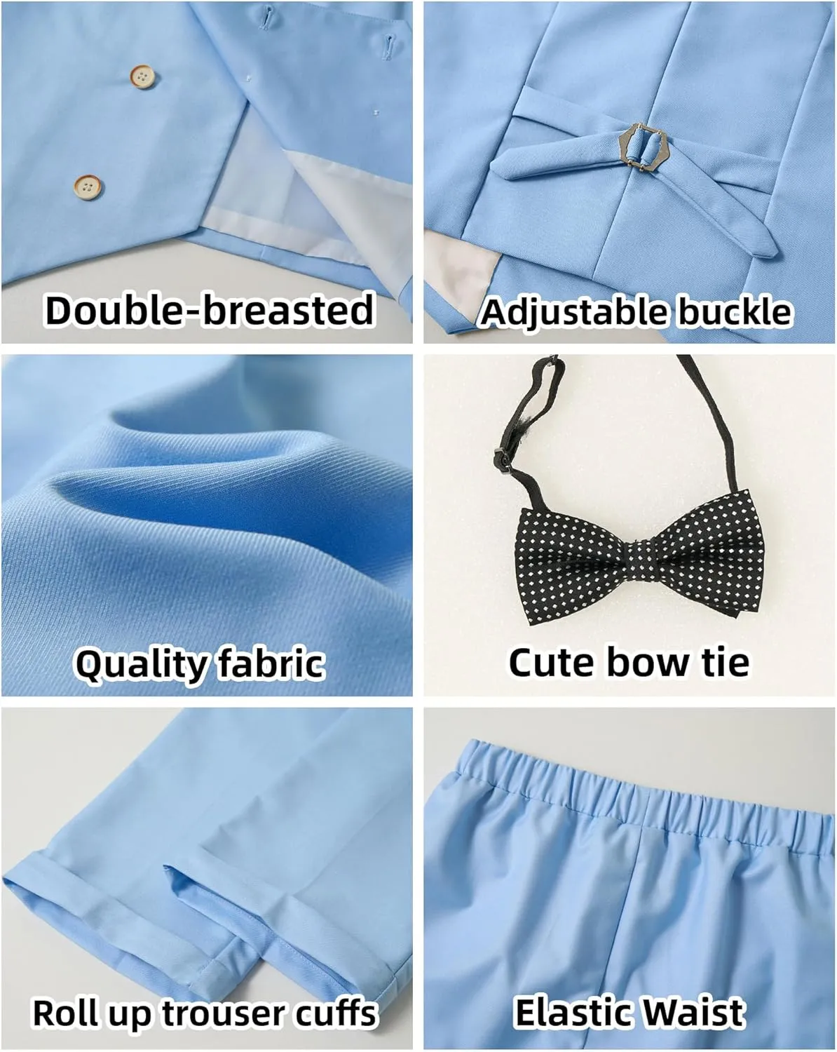 LOLANTA Boys' 4-Piece Formal Suit, Wedding Ring Bearer Outfit Vest Pants with Dress Shirt Bow Tie for Graduation 2-13 Years