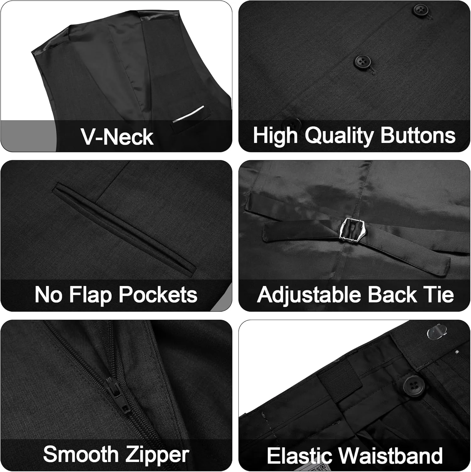 MAGE MALE Men's 3 Pieces Suit Elegant Solid One Button Slim Fit Single Breasted Party Blazer Vest Pants Set