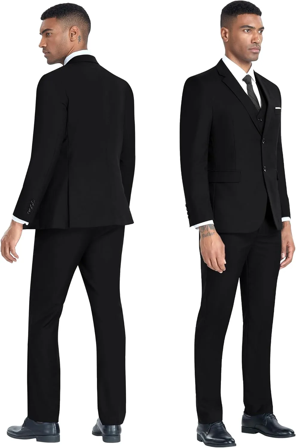 Men's 3 Piece Slim Fit Suit Set, Two Button Blazer Solid Jacket Vest Pants Wedding Business Suit