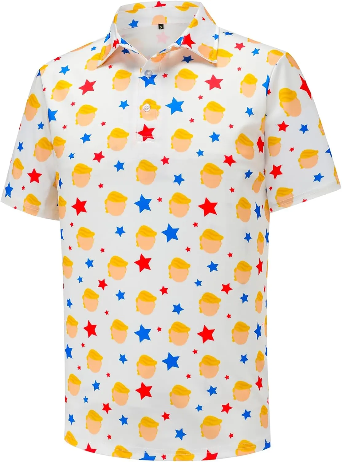 Men's American Flag Polo Shirt, USA Patriotic Short Sleeve Dri-Fit Quick-Dry Golf Shirt