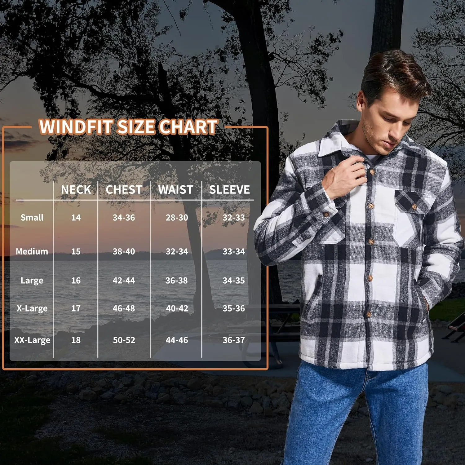 Men's Cotton Flannel Shirt Jacket Fleece Lined Long Sleeve Plaid Shirt for Men