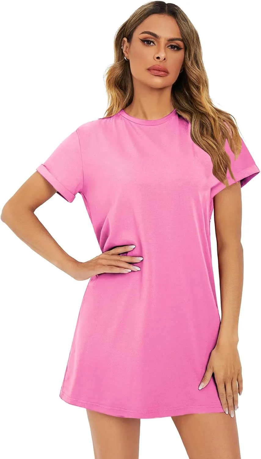 Milumia Women's Casual Tie Dye Short Sleeve Mini Tee Shirt Dress