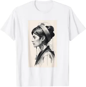 Modern Women Portrait Design Minimalist Graphic T-Shirt