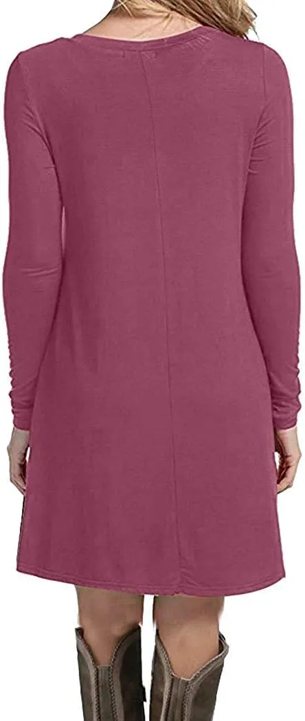 MOLERANI Women's Casual Plain Simple Long Sleeve T-Shirt Loose Dress