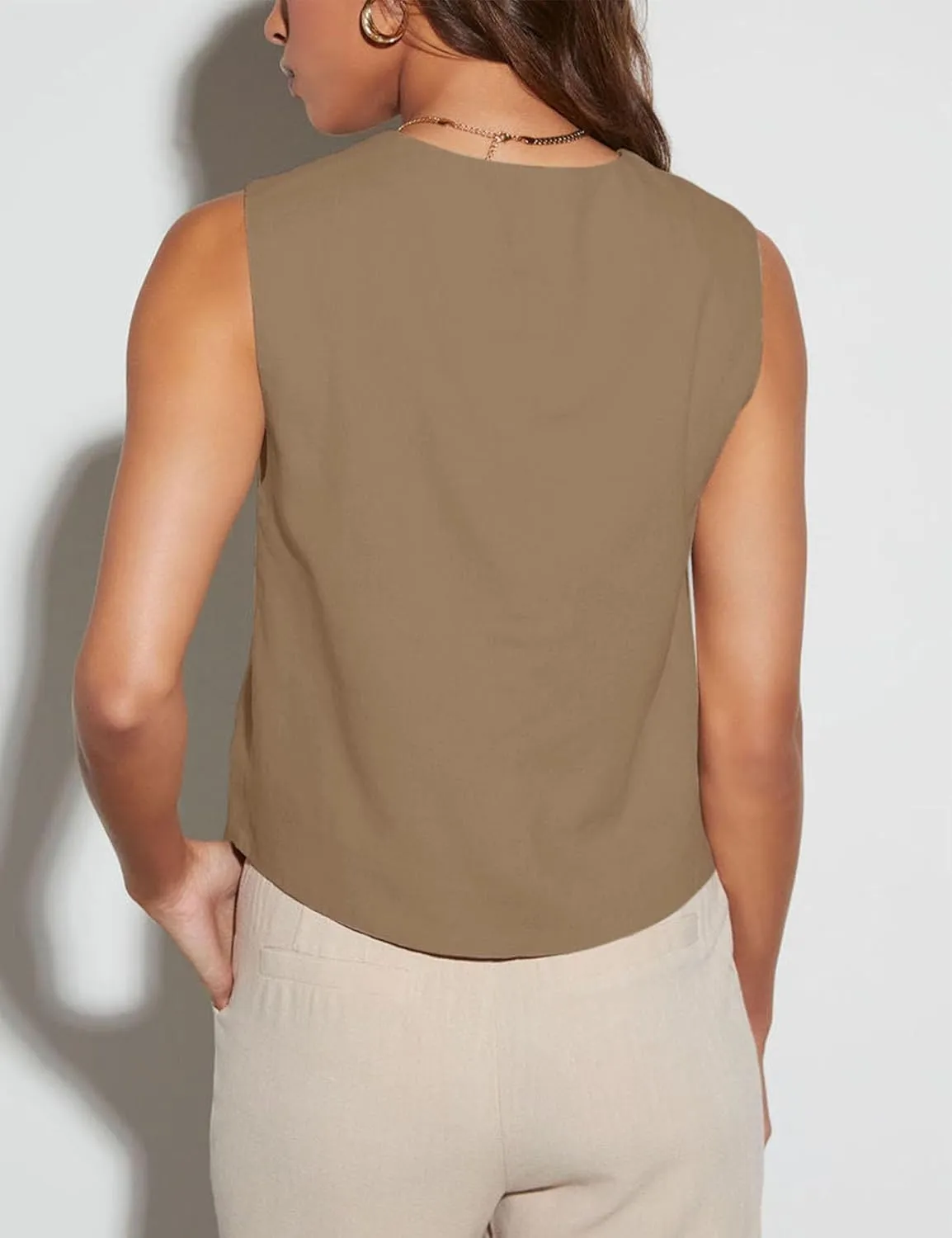 Orchidays Women's Business Button Up V Neck Vest Casual Fully Lined Sleeveless Jacket Waistcoat with Pocket