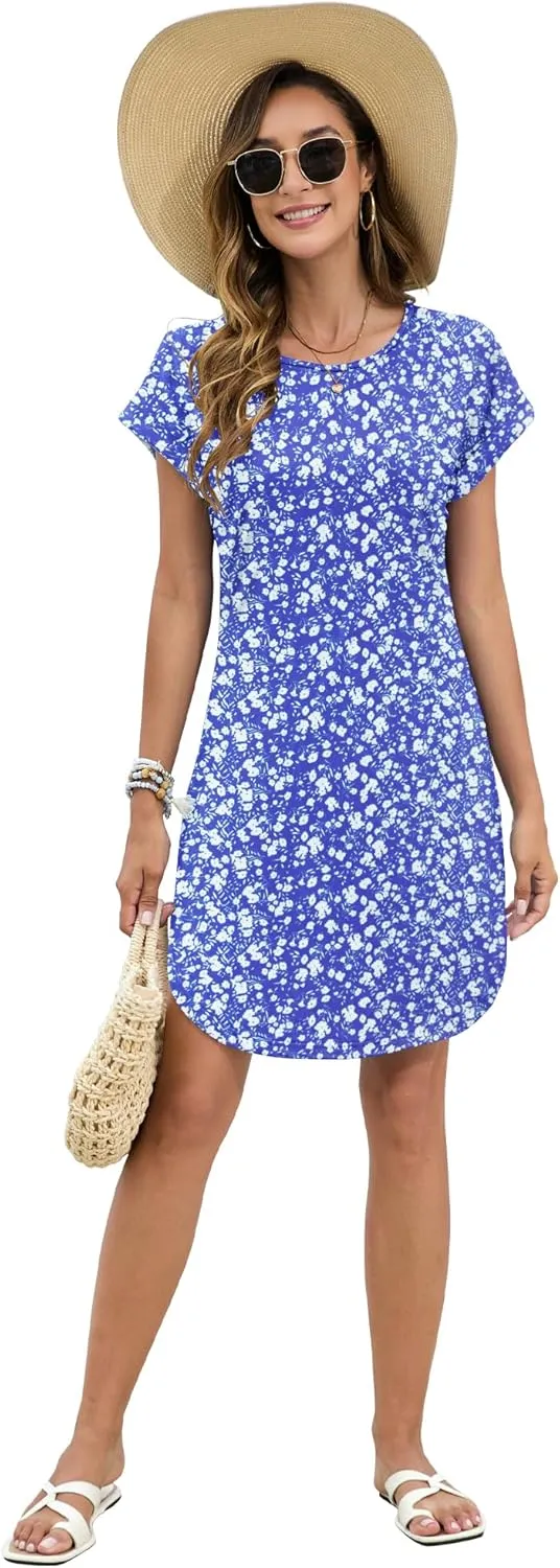PLOKNRD Women's Casual Dress Summer Short Sleeve T-Shirt Dress Crew Neck Basic Dresses 2025