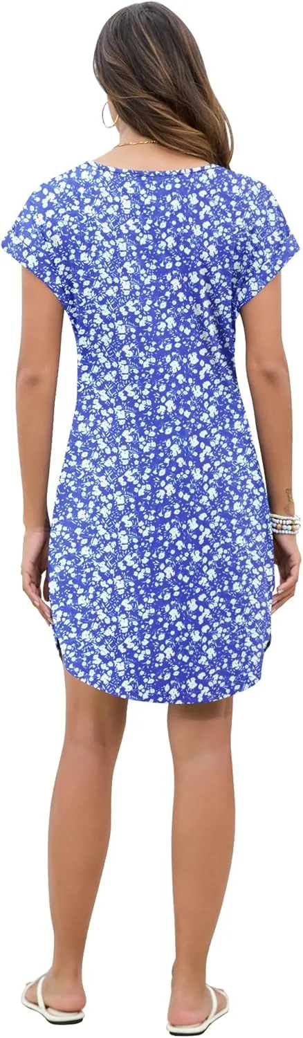 PLOKNRD Women's Casual Dress Summer Short Sleeve T-Shirt Dress Crew Neck Basic Dresses 2025