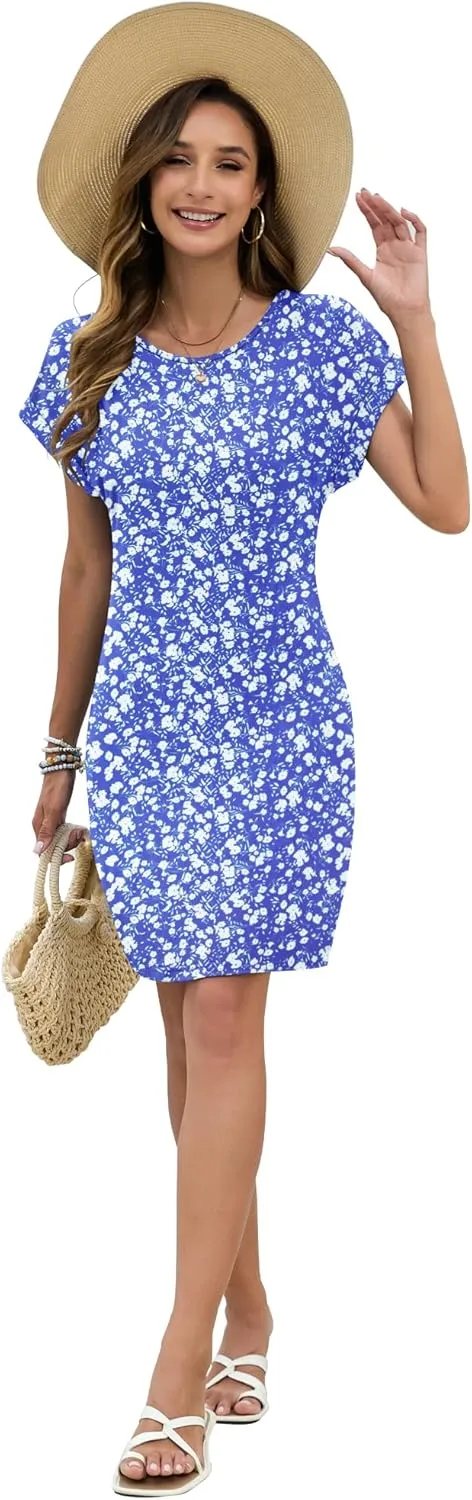 PLOKNRD Women's Casual Dress Summer Short Sleeve T-Shirt Dress Crew Neck Basic Dresses 2025