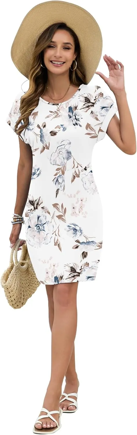 PLOKNRD Women's Casual Dress Summer Short Sleeve T-Shirt Dress Crew Neck Basic Dresses 2025