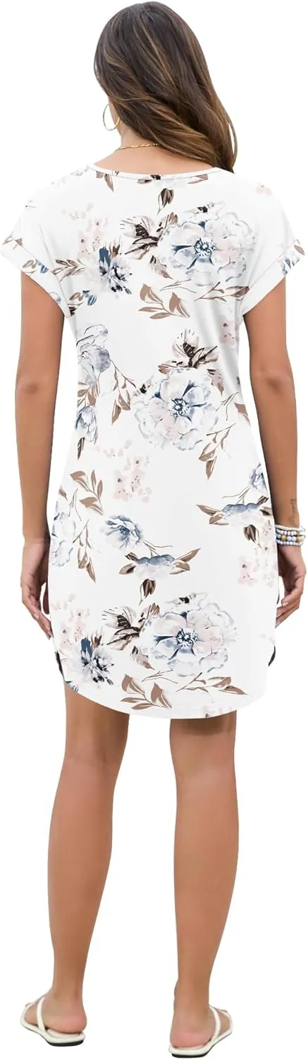 PLOKNRD Women's Casual Dress Summer Short Sleeve T-Shirt Dress Crew Neck Basic Dresses 2025